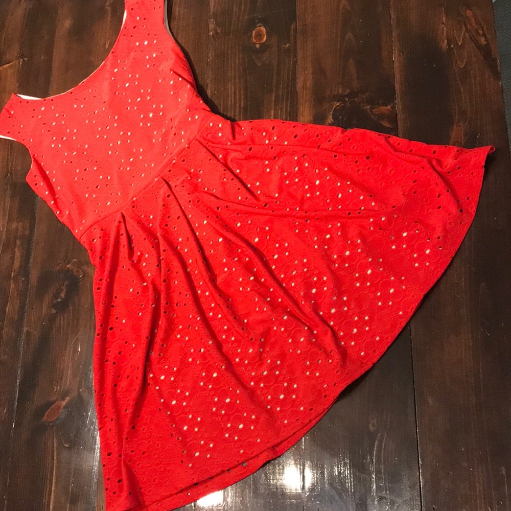 Eyelet Red Dress